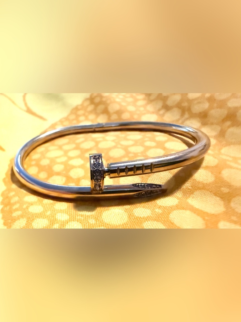 ROSE Gold-Tone Nail  Bracelet with Crystal Accents